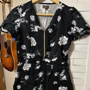 Black Floral Jaanuu Scrub Top